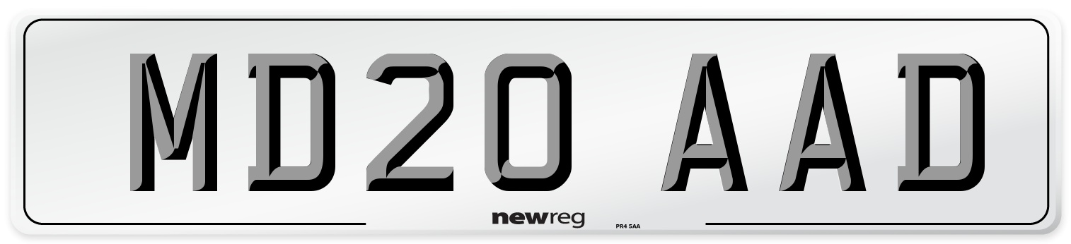 MD20 AAD Number Plate from New Reg